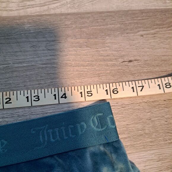 Juicy Couture Women’s Blue Velour Sleep Shorts Bling Booty Rhinestone Logo Large - Picture 6 of 10